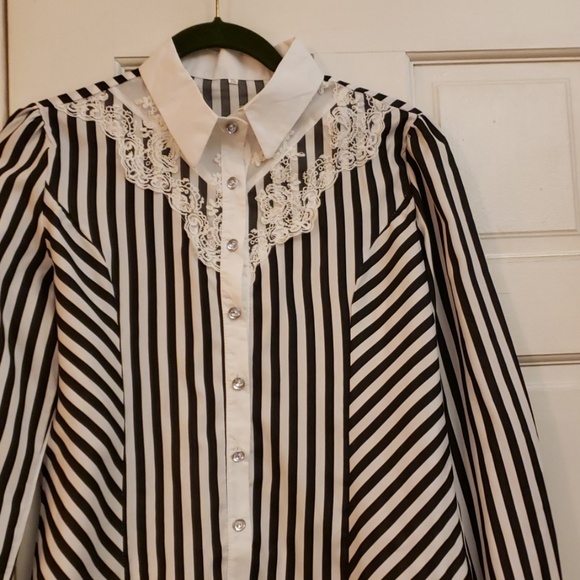 Ladies Long Sleeve Black & White Blouse SZ 3XL - Picture 7 of 8